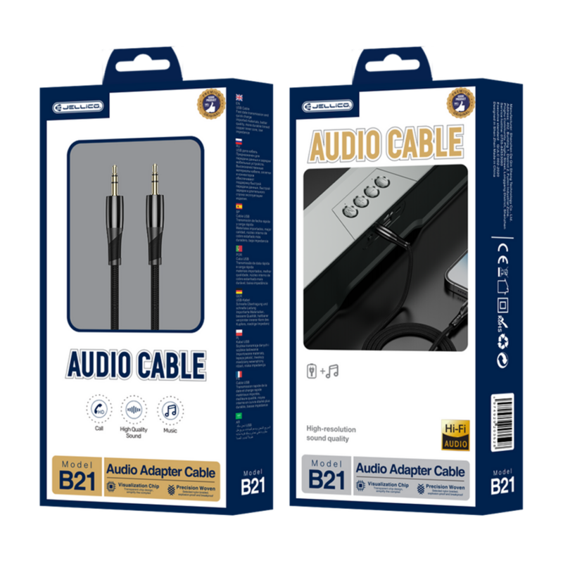 Audio kabelis JELLICO B21 JACK 3.5MM – JACK 3.5MM -1.2M – Juodas