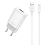 Įkroviklis JELLICO EU01 2.4A 12W 1xUSB + Micro USB kabelis - Baltas