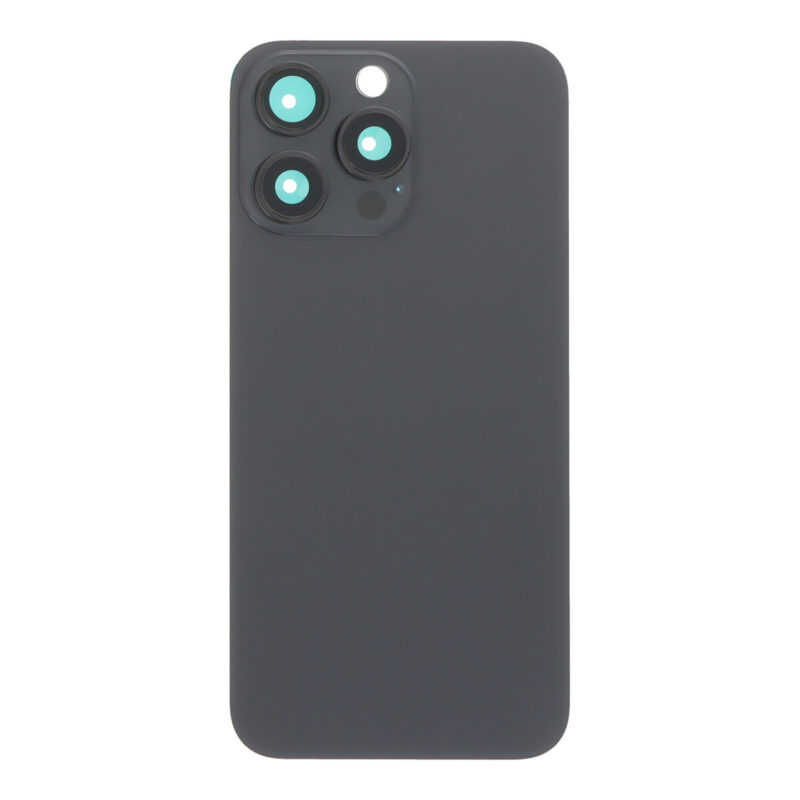 Galinis baterijos dangtelis su kameros stikliuku skirtas iPhone 15 Pro Max - Black Titanium - OEM