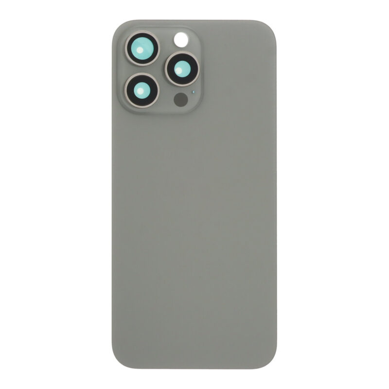 Galinis baterijos dangtelis su kameros stikliuku skirtas iPhone 15 Pro Max - Natural Titanium - OEM