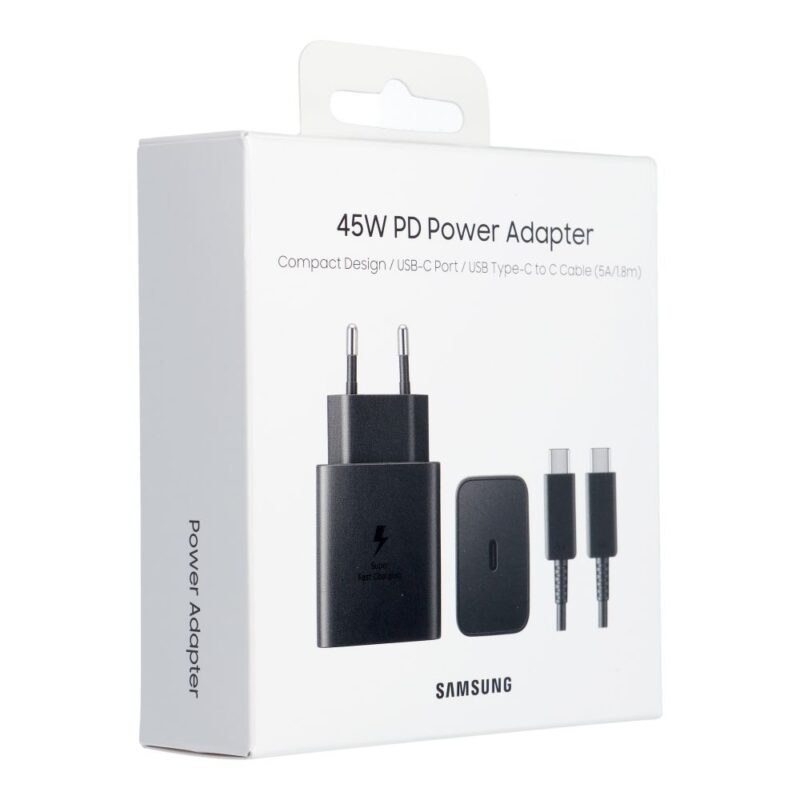 Įkroviklis Samsung EP-T4510XBEGEU Type C + laidas Type C to Type C PD 3A 45W