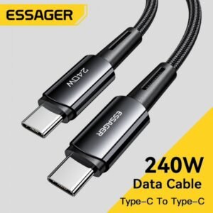 USB kabelis Essager ULTRA Type C to Type C 240W – Gray – 1M