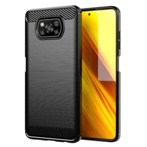 Dėklas Carbon Case skirtas Xiaomi Poco X3, Poco X3 NFC, Poco X3 Pro - Juodas