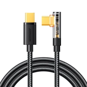 USB laidas kampinis Joyroom Gaming Cable S-CC100A6 USB-C (angled) USB-C (straight) 100W 1m - Juodas